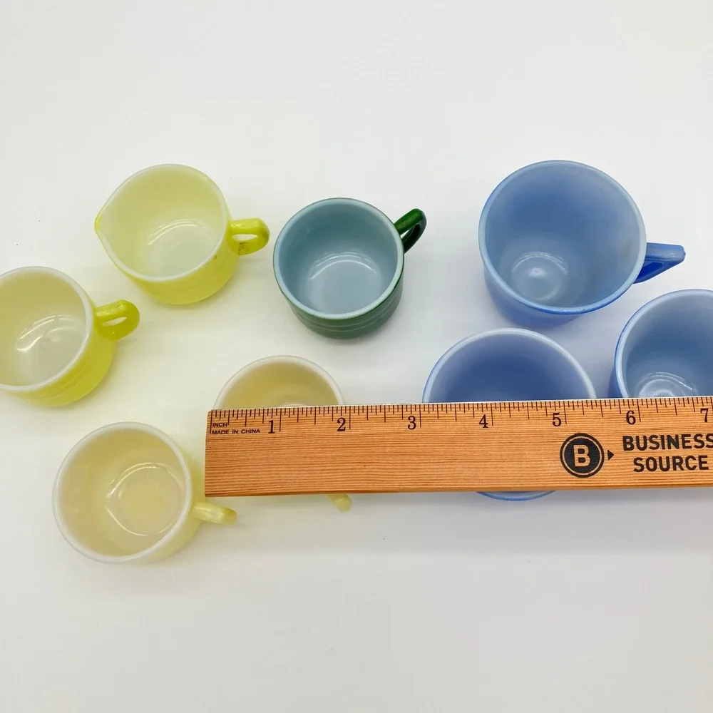 Akro Agate Vintage 1930-1940's Mini Toy Tea Set 24pc Pastel Slag Glass Dish Lot